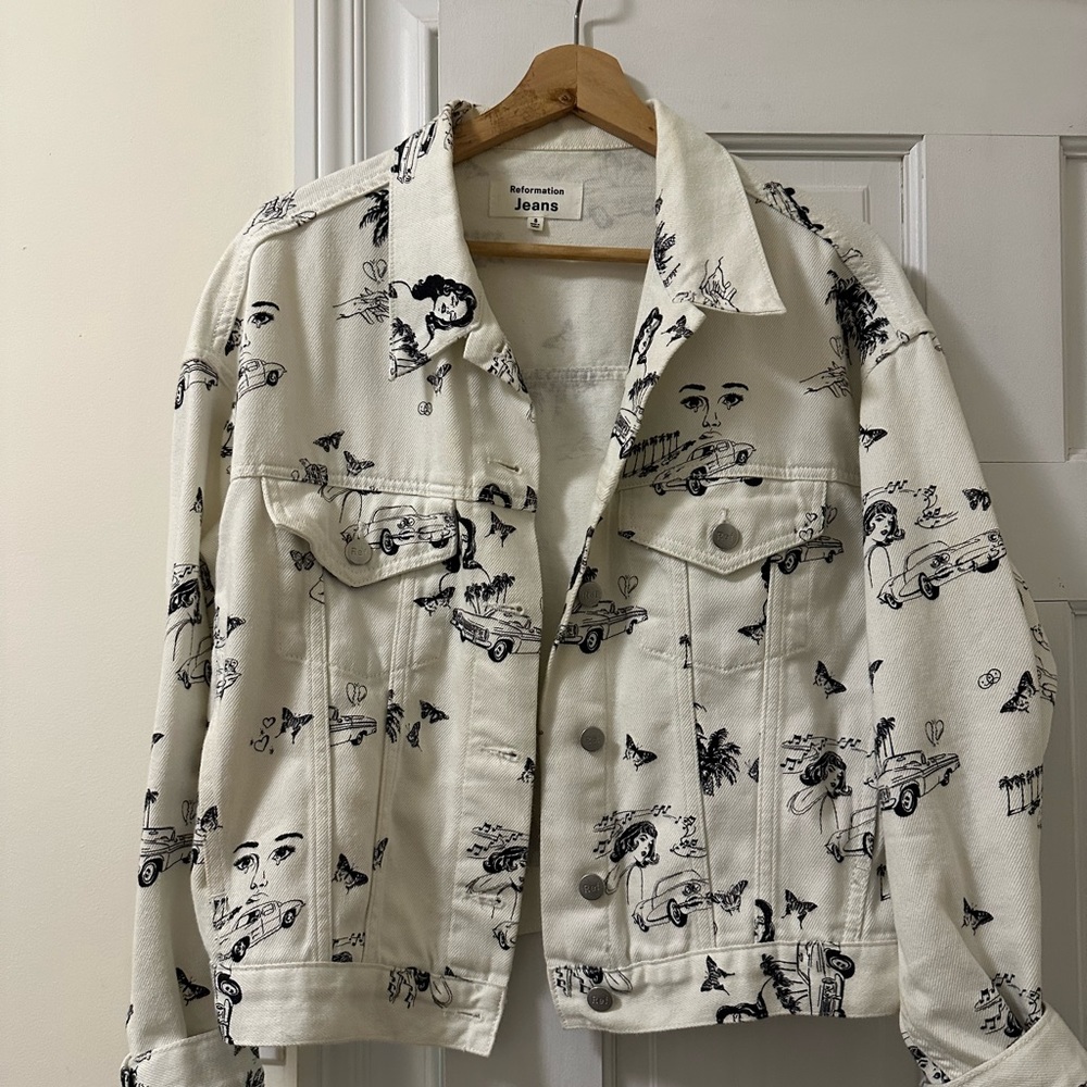 Reformation denim light jacket with design